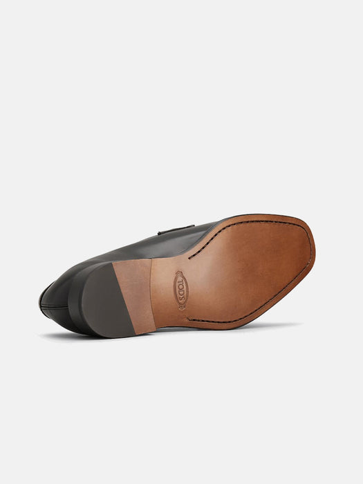 Tods Black Leather Loafers