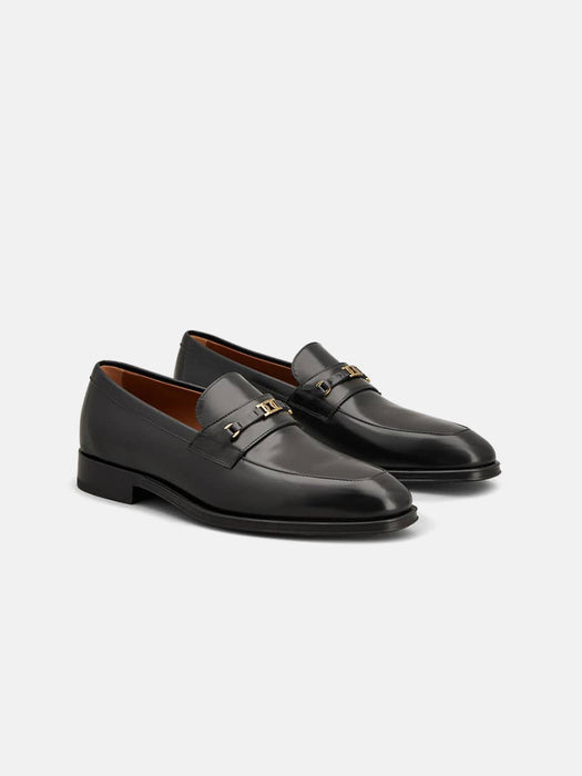 Tods Black Leather Loafers