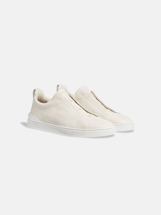 Zegna Off White Deerskin Triple Stitch™ Sneakers