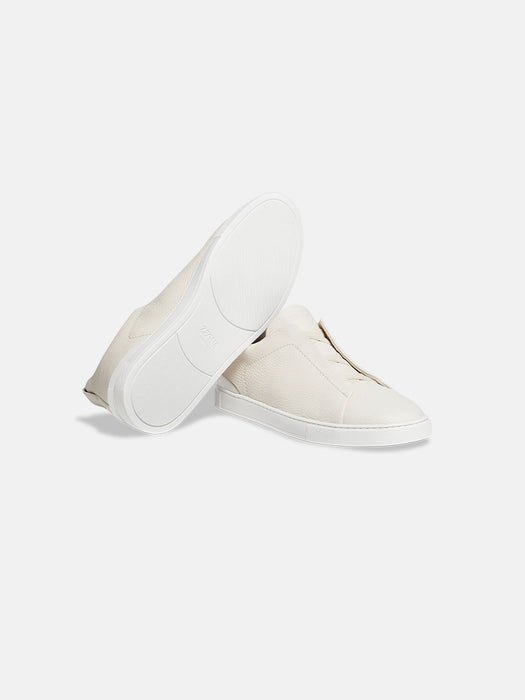 Zegna Off White Deerskin Triple Stitch™ Sneakers