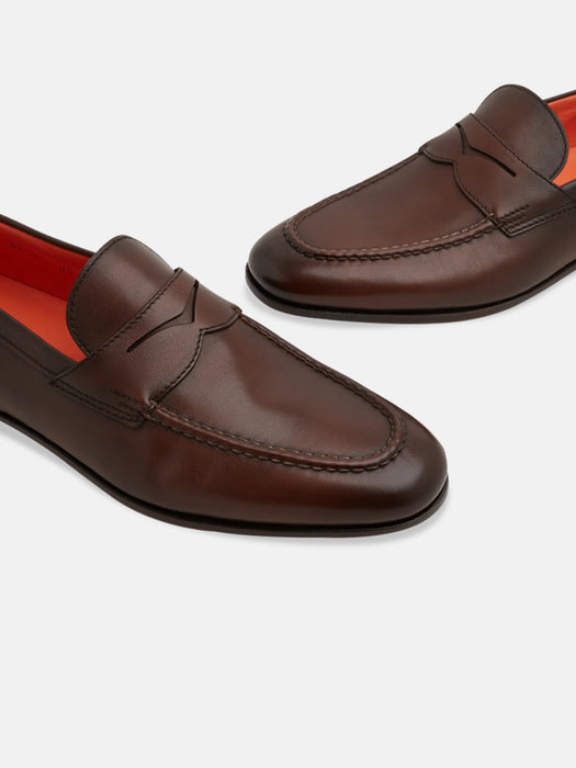 Santoni Penny Leather Loafers