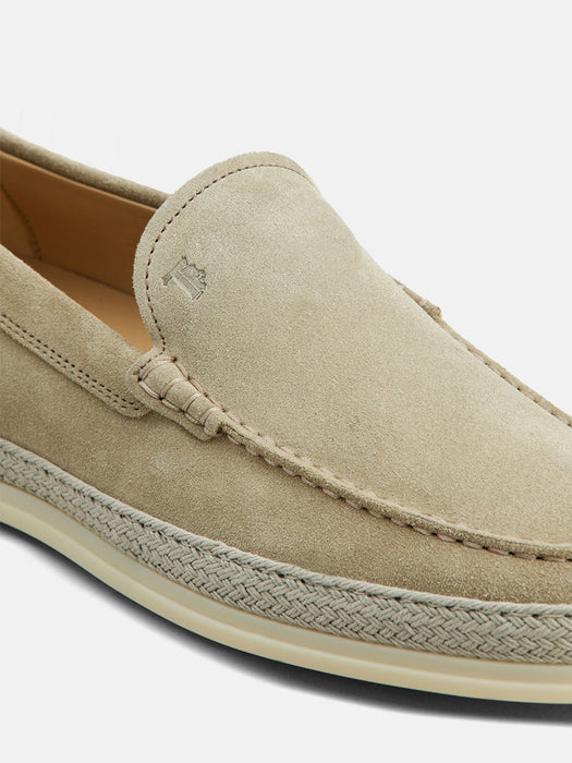 Tods Grey Slip Ons in Suede